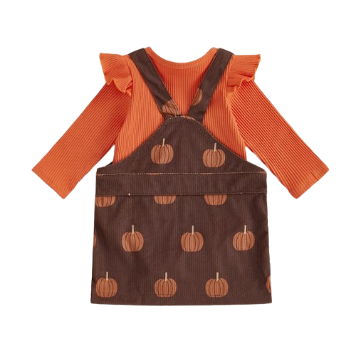 Pumpkins Corduroy Overalls Outfit Dress - PREORDER