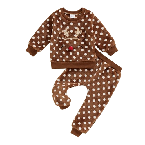 Polka Dot Reindeer Sherpa Jogger Outfit - PREORDER