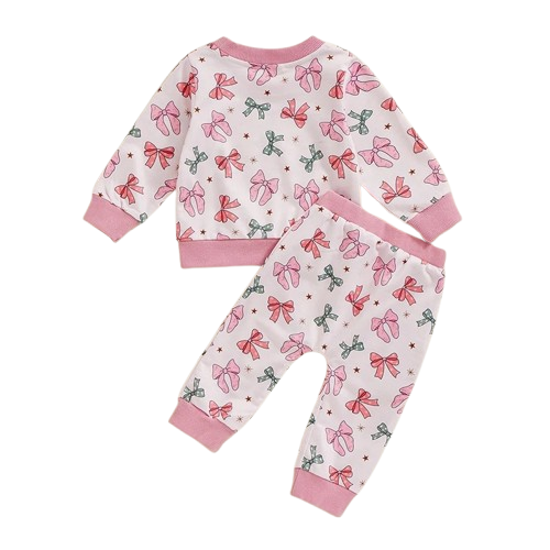 Pink Christmas Bows Jogger Outfit - PREORDER