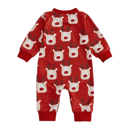 Red Reindeer Pants Romper - PREORDER