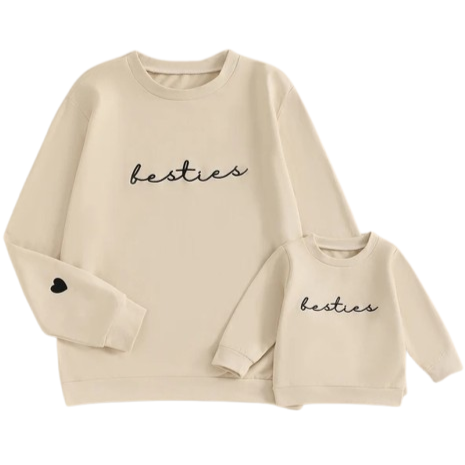 Besties Embroidered Matching Pullovers (2 Colors) - PREORDER