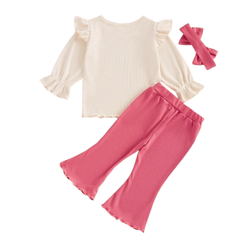 Perfect Pink Bow Ribbed Bells Outfit & Bow - PREORDER