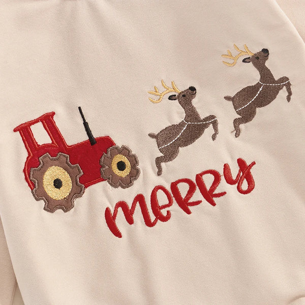 Merry Tractor Ride Embroidered Romper - PREORDER