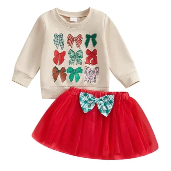 Oh My Christmas Bows Tutu Skirt Outfit - PREORDER