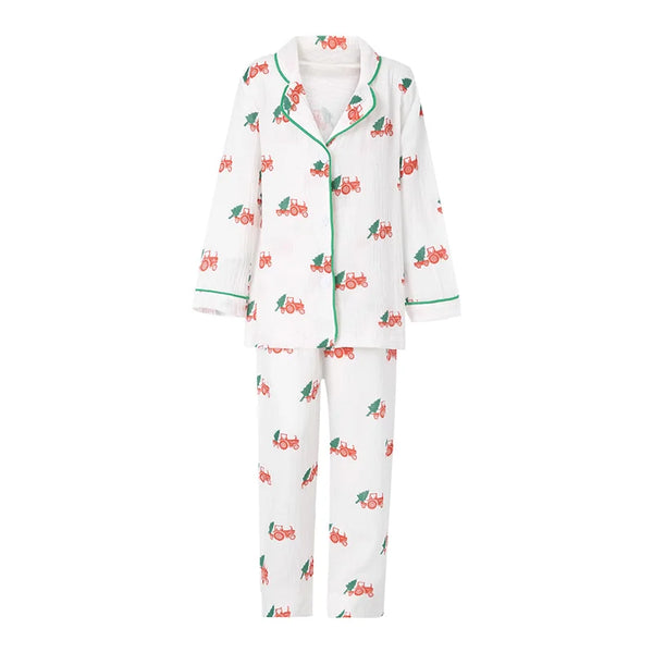 Christmas Tree Tractors Matching Pajamas - PREORDER