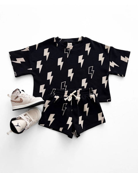 Top & Shorts Set | Black Bolts - PREORDER