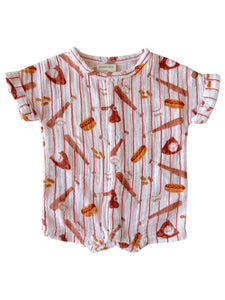 Henley Shortall Romper | Baseball Game - PREORDER