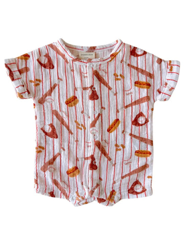 Henley Shortall Romper | Baseball Game - PREORDER