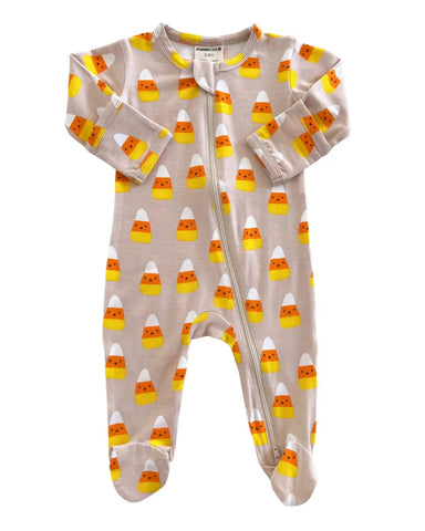 Zip Footie Romper | Candy Corn - PREORDER