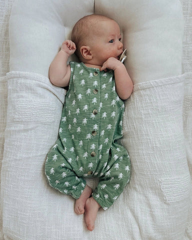 Tank Button Pants Romper | Tree - PREORDER