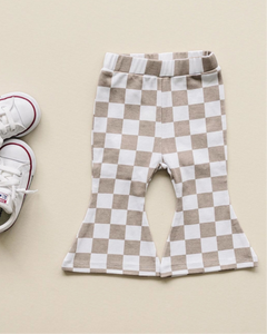 Checkered Flare Pants | Latte - PREORDER