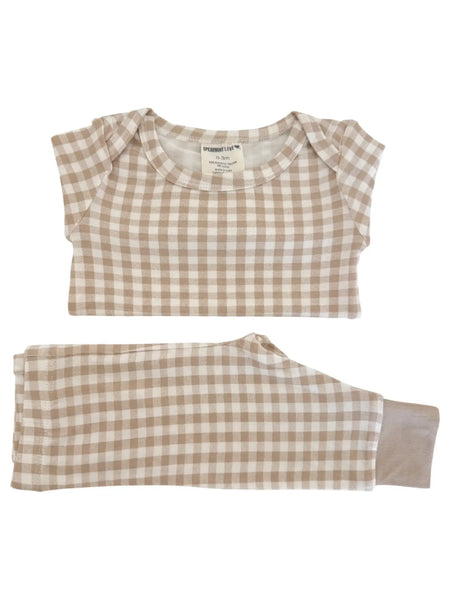 Top & Pants Set | Tan Gingham - PREORDER