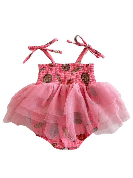 Tutu Romper | Baseball Pink - PREORDER