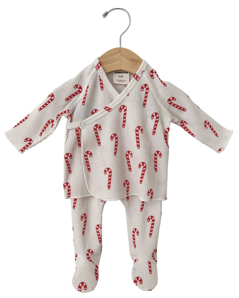 Waffle Kimono & Pant Set | Candy Cane - PREORDER
