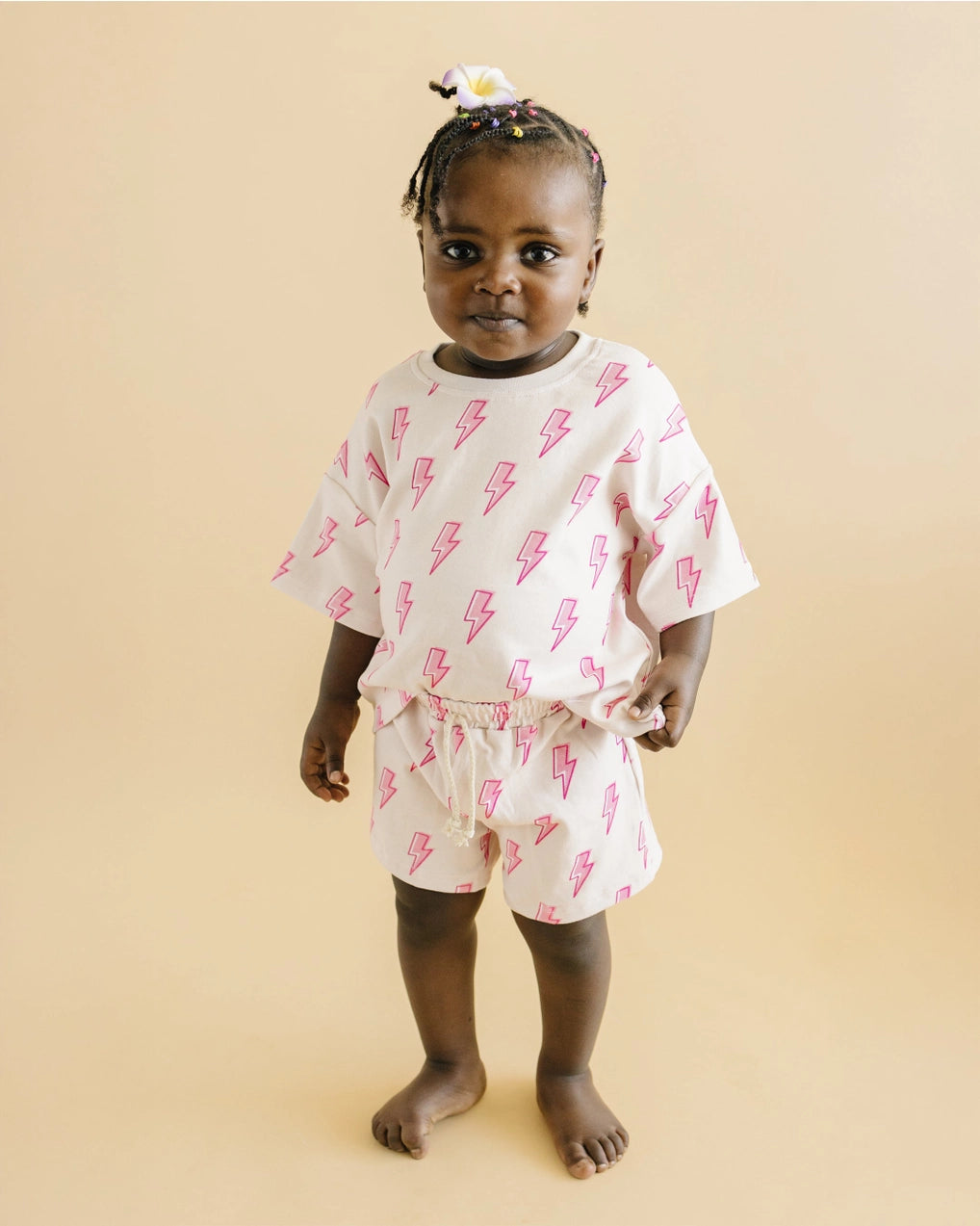 Top & Shorts Set | Pink Bolts - PREORDER