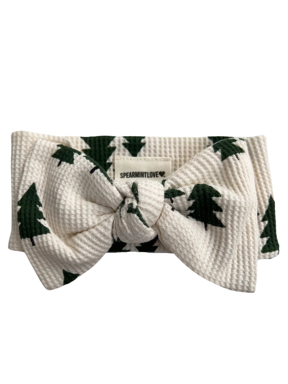 Waffle Knot Bow | Green Christmas Trees - PREORDER