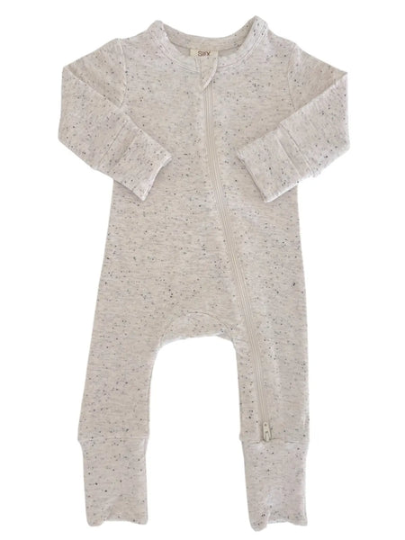 Speckle Zip Romper | Dove - PREORDER