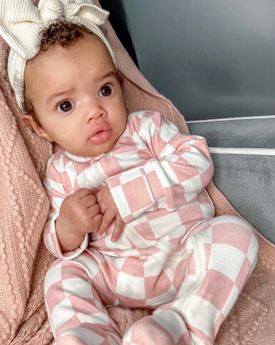 Zip Romper | Strawberry Shortcake Checkerboard - PREORDER