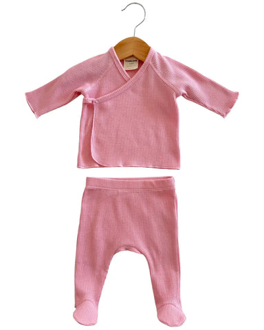 Waffle Kimono & Pant Set | Pink - PREORDER