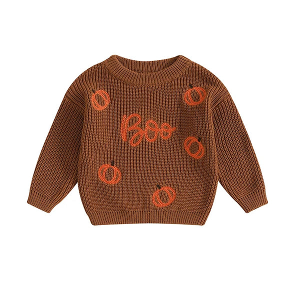 BOO Outline Pumpkins Knit Sweaters (5 Colors) - PREORDER