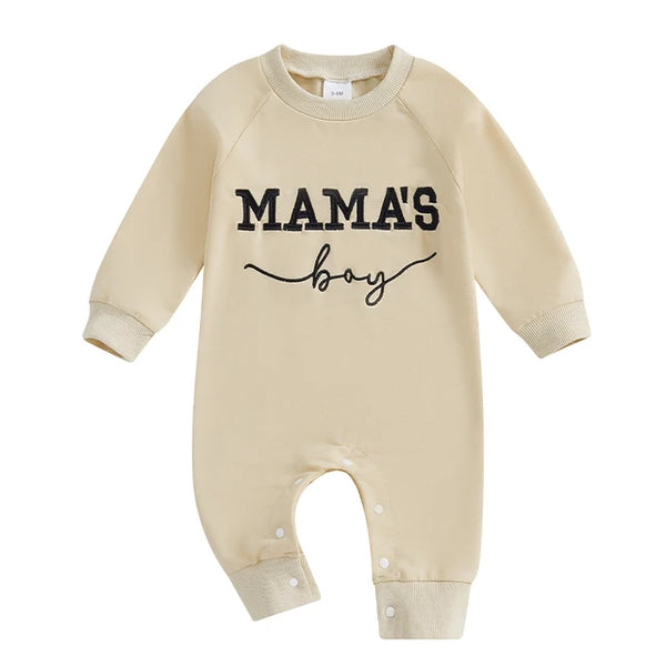 Mamas Boy Embroidered Rompers (3 Colors) - PREORDER