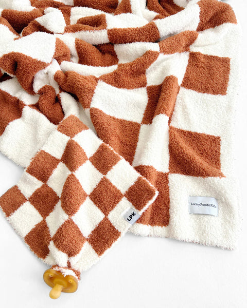 Checkered Plush Lovey | Copper - PREORDER