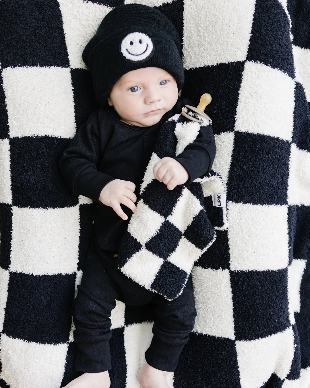 Checkered Plush Lovey | Black - PREORDER