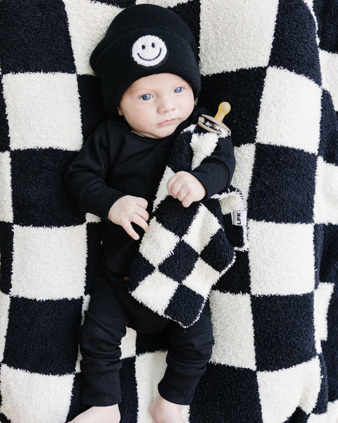 Checkered Plush Lovey | Black - PREORDER