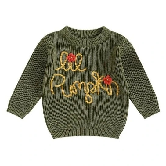 Little Pumpkin Daisies Knit Sweater - PREORDER
