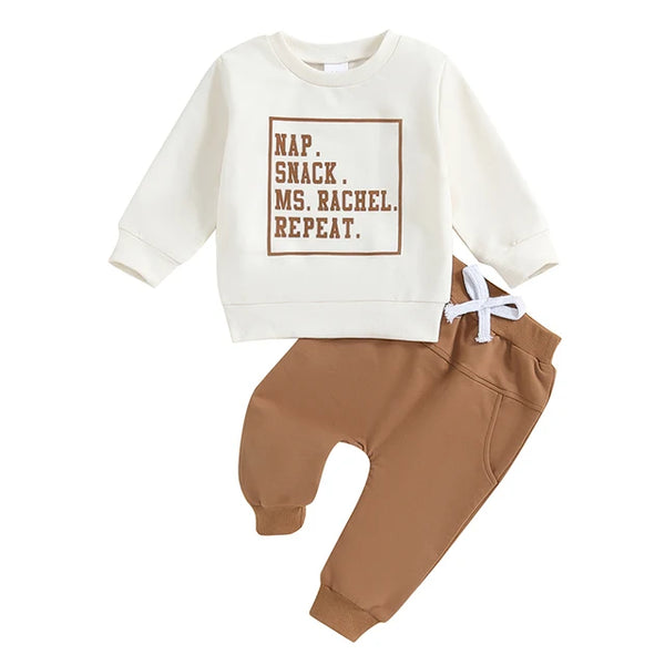 Nap. Snack. Ms Rachel. Jogger Outfits (3 Colors) - PREORDER