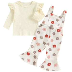 Neutral Kenzie Floral Bells Romper Outfit - PREORDER