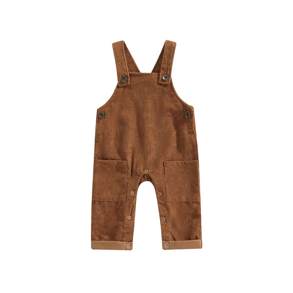 Little Man Solid Corduroy Pants Overalls (4 Colors) - PREORDER