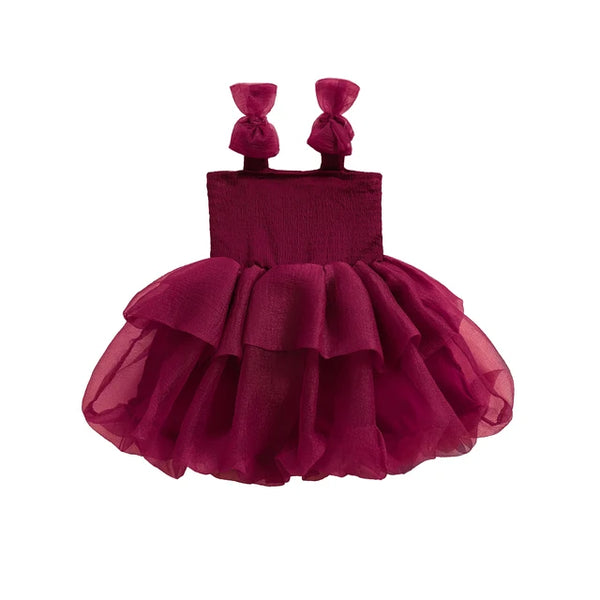 Christmas Bow Ruffles Tutu Dresses (3 Colors) - PREORDER