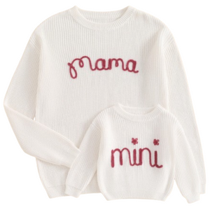 MAMA & MINI White Knit Sweaters - PREORDER