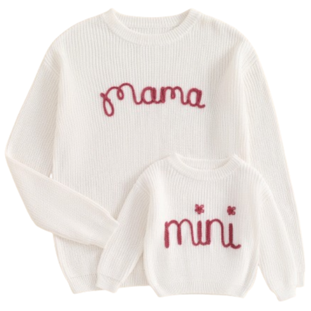 MAMA & MINI White Knit Sweaters - PREORDER