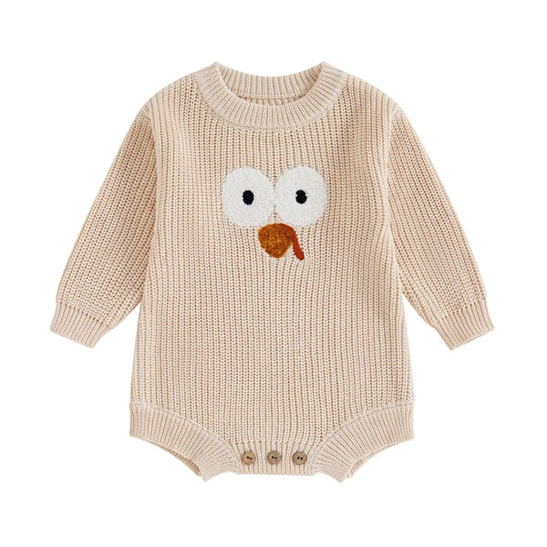 Thanksgiving Turkey Knit Rompers (4 Colors) - PREORDER