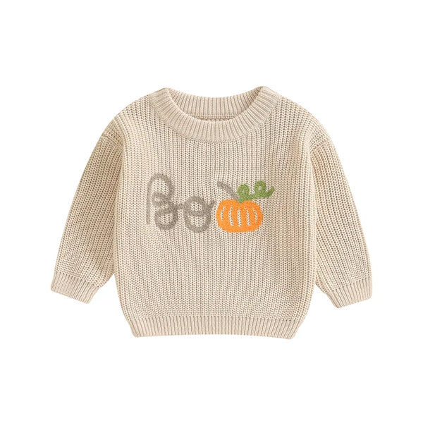 BOO Pumpkin Knit Sweaters (4 Colors) - PREORDER