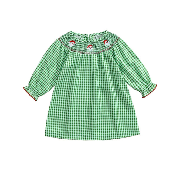 Plaid Smocked Santas Dresses (4 Colors) - PREORDER