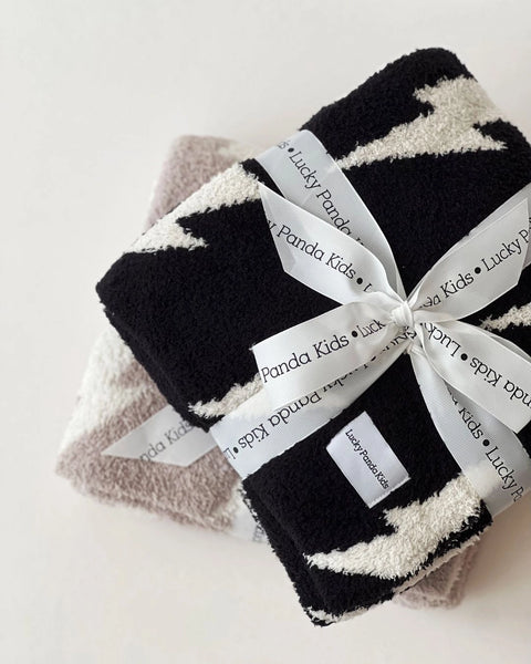 Lightening Bolt Plush Baby Blanket | Black - PREORDER