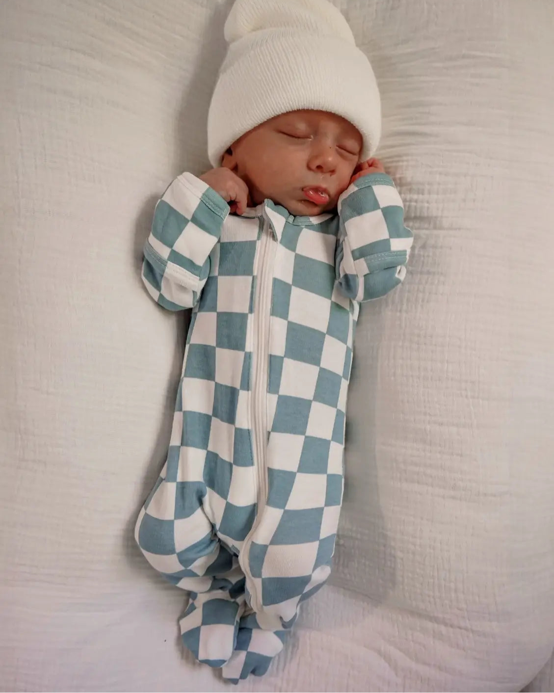 Zip Footie Romper | Blueberry Muffin Checkerboard - PREORDER
