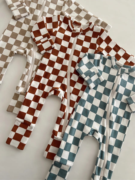 Zip Romper | Stracciatella Checkerboard - PREORDER