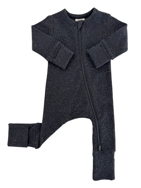 Speckle Zip Romper | Charcoal - PREORDER