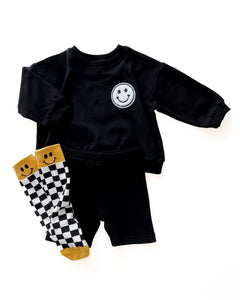 Smiley Top & Biker Shorts Set | Black - PREORDER
