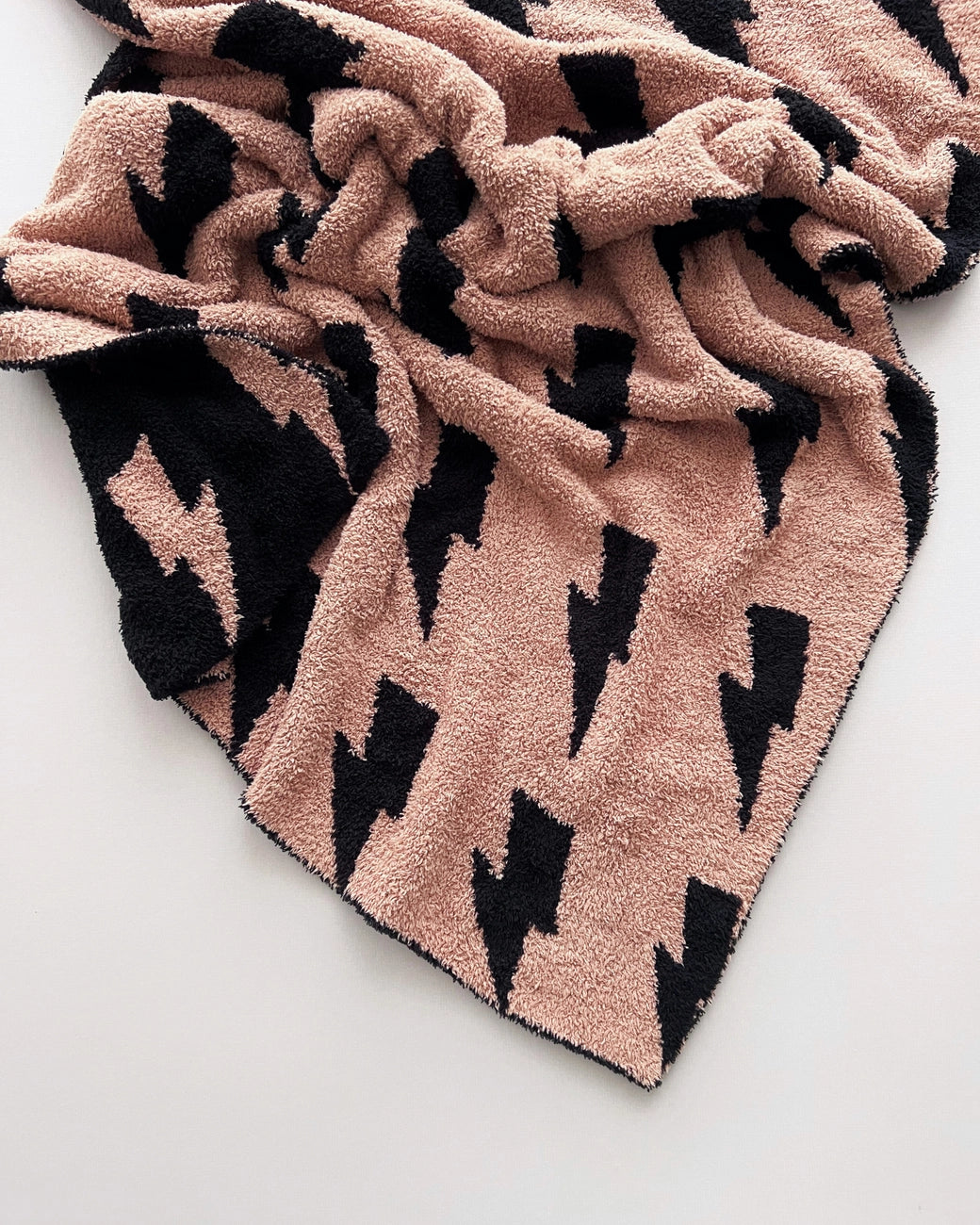 Lightening Bolt Plush Baby Blanket | Mocha - PREORDER
