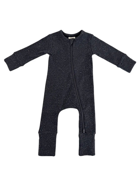 Speckle Zip Romper | Charcoal - PREORDER