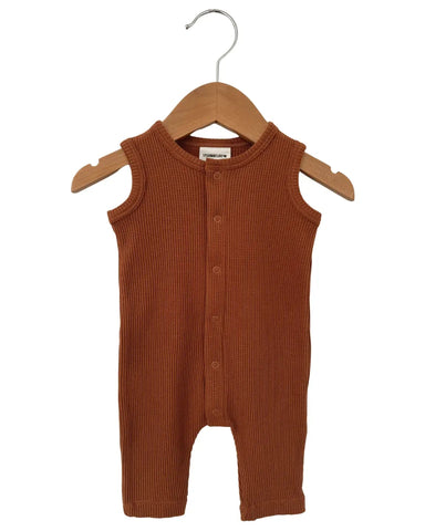 Waffle Tank Easy Romper | Carmel - PREORDER