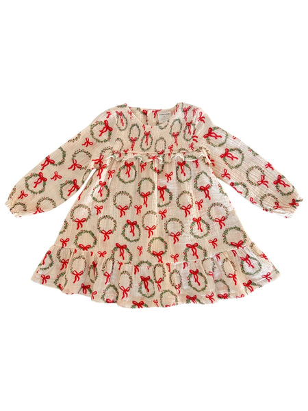 Smocked Ruffle Tiered Dress | Wreath - PREORDER