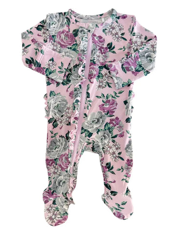 Zip Ruffle Footie Romper | Blissful Blossoms - PREORDER