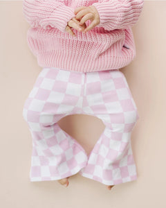 Checkered Flare Pants | Pink - PREORDER