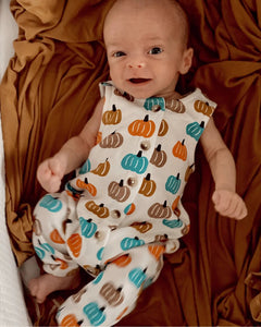 Tank Button Pants Romper | Blue Pumpkin Patch - PREORDER